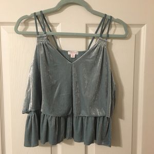 Blue velvet tiered top